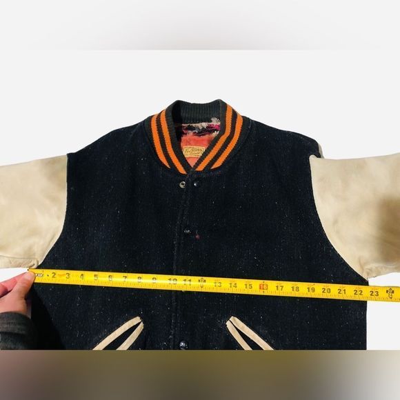Vintage 50s Fox River Gloves Garment Co. Leather Letterman’s Varsity Jacket Coat - Picture 10 of 15